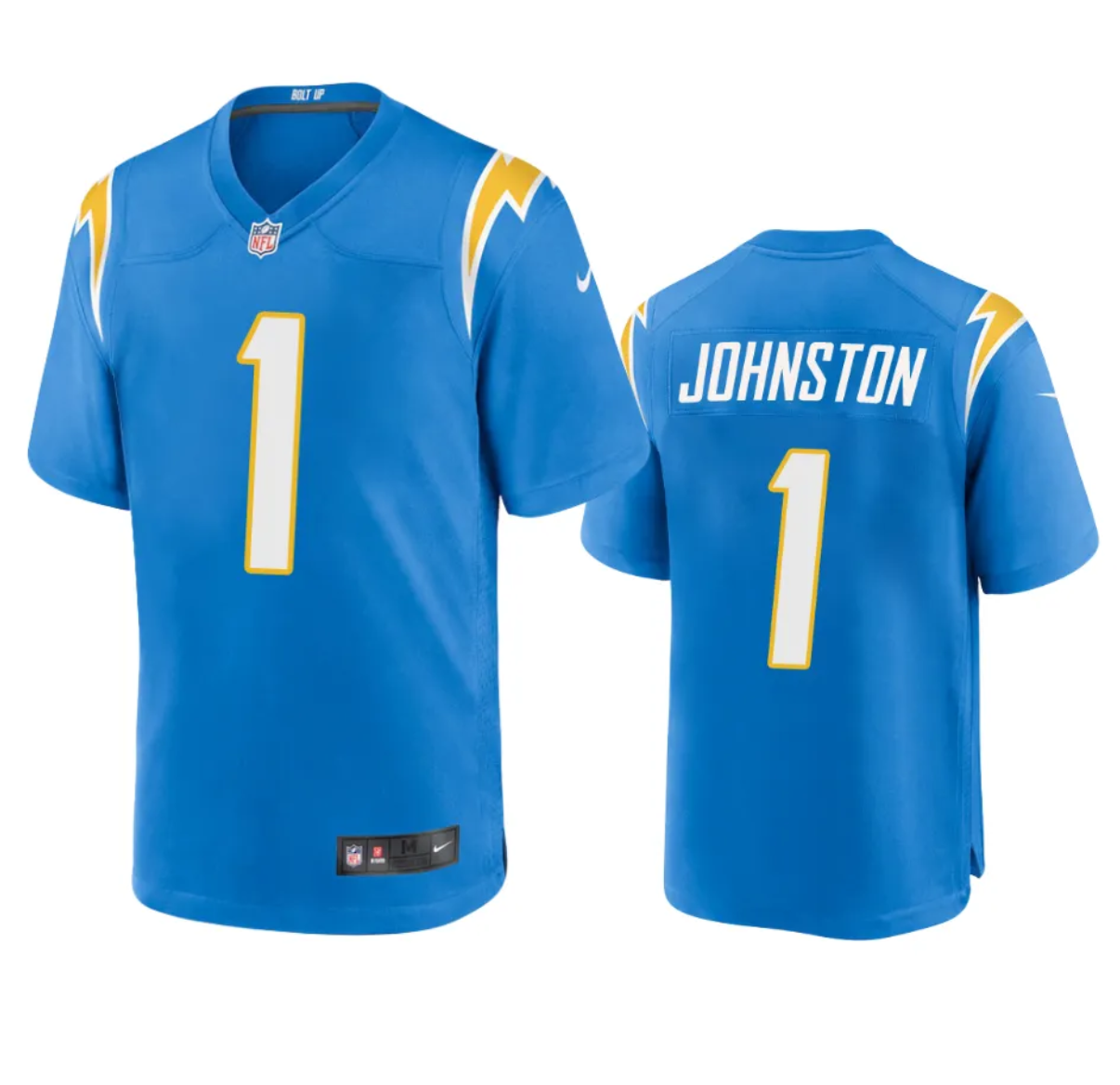 Men's Los Angeles Chargers #1 Quentin Johnston Blue Stitched Game Jersey